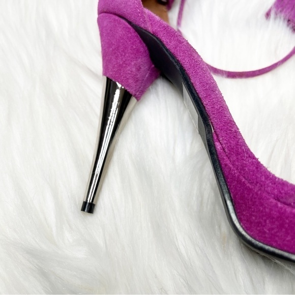 Colin Stuart Purple Lace Up Ankle Tie Pumps Heels Size 8.5 - Picture 4 of 13
